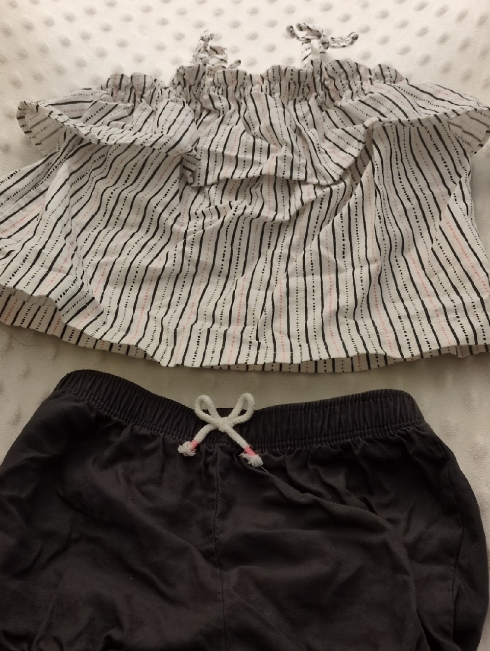 Carter's White Striped Tank and Black-Accented Shorts Set, 9m